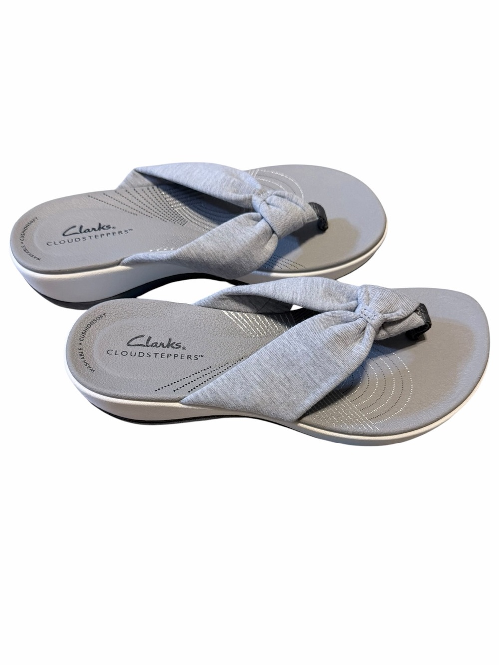 🌼🌟NIB Clarks Cloudsteppers Gray Knotted Thong Sandals - Picture 3 of 12